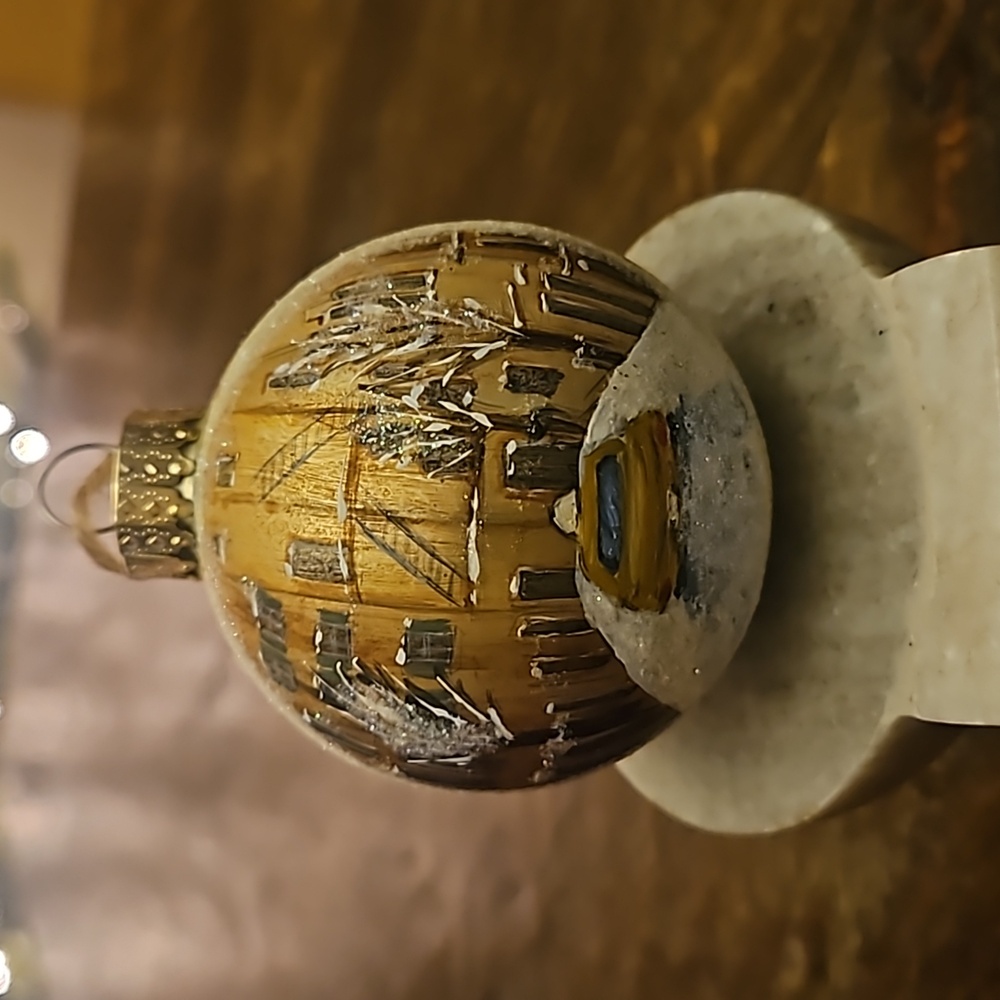 Hand painted New York City, Greenwich Village glass ornament